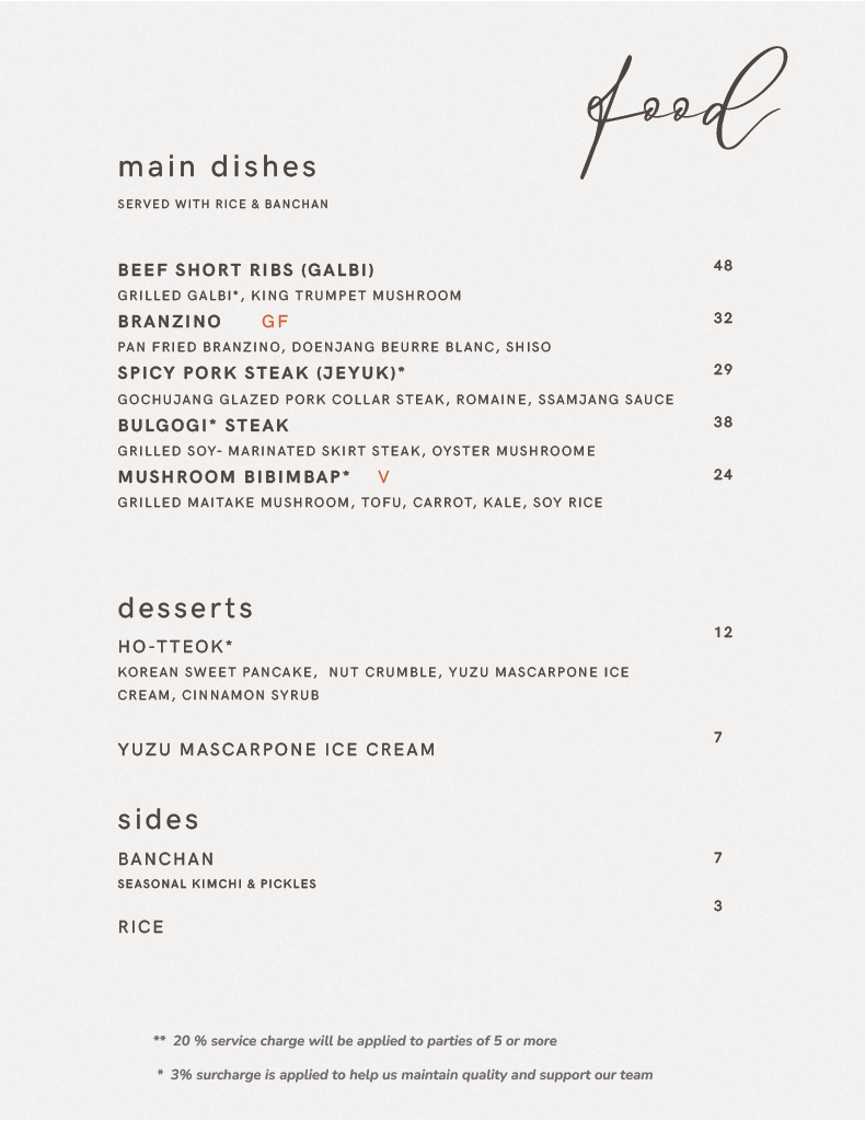 KOZY menu